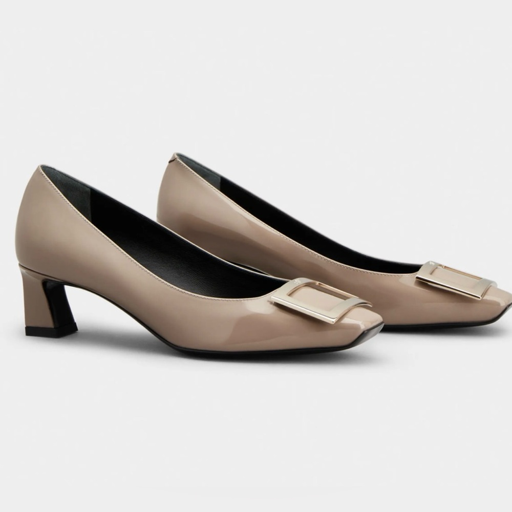 Roger Vivier Trompette Patent Leather Beige with Box & Dustbag